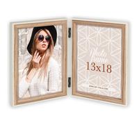 Cadre photo Zep Kriss 2Q blanc-marron 2x13x18 cm en bois