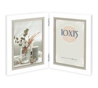 Cadre photo Zep Sion 2Q double 2x10x15 cm blanc-gris aspect bois