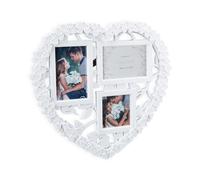 Cadre photos pêle-mêle, lot de 2, Cœur, Mariage, 3 photos, Galerie mur cadre mural collage DIY, 10x10, 10x15, blanc