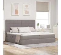 Cadre Plateforme avec Rangement Hydraulique, Tête de Lit, Matelas 200x200 cm, Taupe Polyester, pour Chambre Moderne, Optimisation d'Espace