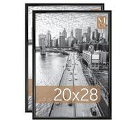 Cadre Poster MCS Trendsetter 50,8 x 71,1 cm, MDF Noir Haute-Brillance, Fixation Murale Verticale et Horizontale, Grand Cadre Photo pour Photos, Posters et Œuvres d'Art (Lot de 2)