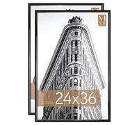 MCS Trendsetter Lot de 2 Larges Cadres pour Affiche 61 x 91,4 cm, Noir Brillant, Orientation Verticale et Horizontale - pour Photos, Affiches et Impressions d'art