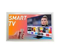Cadre pour Smart TV mural, blanc et argent, design moderne, largeur tige 8 cm, TVCapriBA le produit présente des variantes (de 32 à 40 pouces)