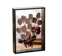 Cadre Profond Boîte à Ombre Transparente de 4 cm Profondeur for Bouquet Fleurs, présentoir for Artisanat, Souvenirs d'images 3D, Plateau en Bois(Black Frame,10X15cm 6inch)