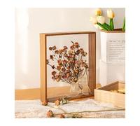 Cadre Profond Boîte à Ombre Transparente Profonde, présentoir de Bouquets, étui Fleurs Profond for l'artisanat, Souvenirs d'images 3D, Plateau en Bois(1Pcs Walnut Color,12.7x17.8x10cm)