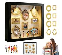 Cadre Profond Mini-MuséE Faire Soi-MêMe, Mini-Cadre Photo Vintage, MuséE Nous LumièRe LED, Kit D'Affichage CréAtif pour Souvenirs avec Mini-Figurines Et Cadre Doré, Saint-Valentin, Anniversaire