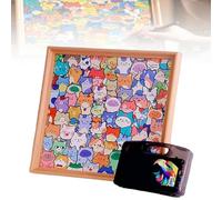 Cadre Puzzle Chat en Bois à Faire soi-même, Puzzles Forme de Peindre, Chats 3D for Les Amateurs Loisirs créatifs, décoration Animal Unique, for Un Cadeau Fait Main attentionné(24-Color Pen)