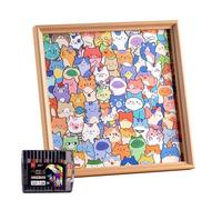 Cadre puzzle en bois à faire soi-même, cadre photo en bois à peindre avec 24 stylos de couleur, jouets éducatifs créatifs à peindre, décoration de la maison pour les amateurs de chats, kit de puzzle