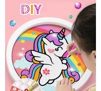 Cadre rond licorne diamant peinture chaton enfants à la main dinosaure créatif diamant autocollants tigre bricolage point diamant peinture ZSH004