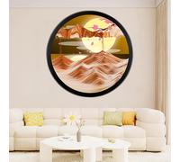 Cadre Sable Mouvant, Décor d'Art de Sable en Mouvement, Peinture de Sable Qui Coule Dynamique 3D Murale Avec Rotation à 360 ° Paysage de Sable de Mer Profonde, Pour Cadeaux DéCoration,H-17.3in/44cm