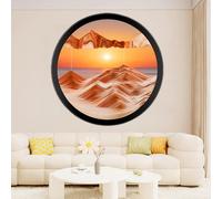 Cadre Sable Mouvant, Décor d'Art de Sable en Mouvement, Peinture de Sable Qui Coule Dynamique 3D Murale Avec Rotation à 360 ° Paysage de Sable de Mer Profonde, Pour Cadeaux DéCoration,J-17.3in/44cm