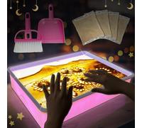 Cadre Sable Mouvant Peinture, Sablier avec Veilleuse LED, Art de Sable Image Dynamique, Set de Plateaux de Sable avec 4 paquets de Sable Naturel, Jouets Sensoriels de Sable à Partir de 3 ans (Rose)
