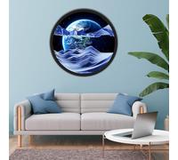 Cadre Sable Mouvant, Sablier de Relaxation 3D Verre Rond, Image d'art de Sable en Mouvement, Peinture de Sable Qui Coule Paysage de Sable de La Mer Profonde pour la Maison, le Bureau, le Café