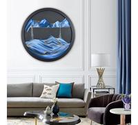 Cadre Sable Mouvant, Sablier de Relaxation 3D Verre Rond, Image d'art de Sable en Mouvement, Peinture de Sable Qui Coule Paysage de Sable de La Mer Profonde pour la Maison, le Bureau, le Café