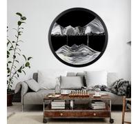 Cadre Sable Mouvant, Sablier de Relaxation 3D Verre Rond, Image d'art de Sable en Mouvement, Peinture de Sable Qui Coule Paysage de Sable de La Mer Profonde pour la Maison, le Bureau, le Café