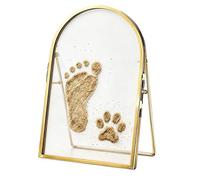 Cadre souvenir d'empreinte de pied | Cadre en métal doré | Image imprimée de main pour chaton, chat, chien, garçons et filles, bureau, chambre à coucher, salon