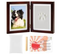 Cadre souvenir en forme de patte d'animal de compagnie, affichage à charnière en MDF avec support photo, kit d'impression d'argile commémorative pour les amoureux des chiens et des chats, sans argile
