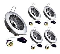 Cadre spot encastré en carton gypse GU10, porte-spot encastré rond chrome brillant, spots LED encastrés pour plaques de plâtre non compris, douille GU10, orientable Lot de 5 pièces