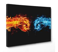 Cadre sur châssis toile canvas - - Prêt à accrocher - Feu et glace - Combat - Art Abstrait Combat Karaté Judo Dimensione: 70x100cm A - Senza Cornice