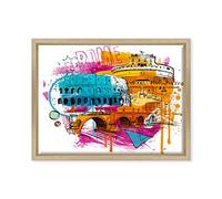 Cadre sur châssis toile canvas - - Prêt à accrocher - Rome Italie Figure - Dessin abstrait numérique Dimensione: 30x40cm B - Colore Legno Naturale Moderno