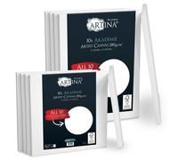 Artina set de 10 canvas toile à peindre châssis entoilés bois FSC® coton | 5x30x40cm & 5x20x20cm blanche 100% stable et sans acides certifiés Peinture vierge lot acrylique Akademie
