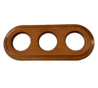 Cadre triple encastrable en ton bois, idéal pour intégrer trois interrupteurs ou prises de courant dans un seul espace, apportant un style rustique et élégant à votre décoration.