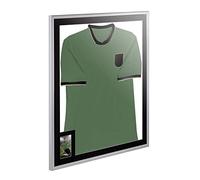 Cadre vitrine de haute qualité pour maillot sportif, avec fixation magnétique - aimants et instructions inclus - format : 75 x 90 cm - bois de qualité supérieure, argenté mat, fond: blanc, PTRH-3W