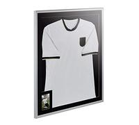 Cadre vitrine de haute qualité pour maillot sportif, avec fixation magnétique - aimants et instructions inclus - format : 75 x 90 cm - bois de qualité supérieure, argenté mat, fond: blanc, PTRH-3S