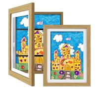 Cadres d'art pour enfants, ouverture frontale changeable, cadre de rangement pour œuvres d'art pour mur, pour image 3D, artisanat, art suspendu, portefeuille (marron, 10,2 x 15,2 cm)