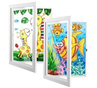 Cadres d'art pour enfants, ouverture sur le devant - Cadres photo interchangeables pour 150 photos, décoration de chambre d'enfant pour mur et chambre (A4, blanc, 24 x 33 cm)