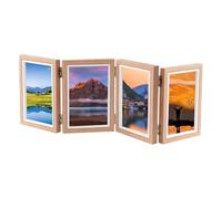 Cadres de collage d' - 200 g/300 g/400 g, présentation verticale rustique, panneau en bois pliable, trois ouvertures pour souvenirs de famille, décoration de bureau | Panneau de mémoire photo