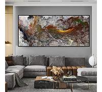 Cadres de toile abstraits de nuage de rouille d'art de mur encadré - peinture à l'huile paysage gris photo murale surdimensionnée pour le salon 60x130cm (24x51in) avec cadre