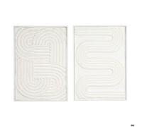 Cadres en bois blanc motifs abstraits papier maché (Lot de 2)