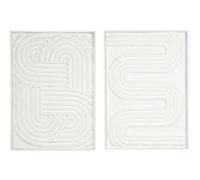 Cadres en bois blanc motifs abstraits papier maché (Lot de 2)