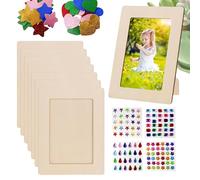 Cadres en bois pour travaux manuels - Ensemble de posters artistiques avec paillettes, étoiles, cœurs, autocollants 20 x 15 cm pour décoration d'intérieur, salon, lieu de travail, chambre d'enfant