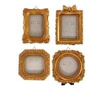 Cadres miniatures, 4 pièces de décoration murale vintage irrégulière | Cadres vintage de petite taille en résine - pour galerie, étagère, étagère, entrée, table, maison, bureau et musée
