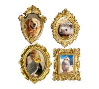 Cadres Miniatures | 4 Pièces Petits Ornements Assortis,Encadrements Dorés Maison de aux Formes Géométriques | Pour Décorations De Bureau Étagère Chevet Dortoir Accessoires Photo Artisanat Créations Ac