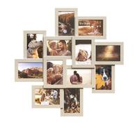 Cadres Pêle-Mêle, 12 Cadres pour Photos 10x15 cm, Galerie Photo Murale, Multi-Cadres, Décoration Murale, Beige Naturel