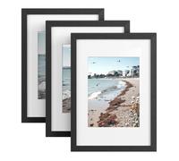 Cadres Photo A4 Lot de 3, Porte Photo Mural en Bois MDF, Noir