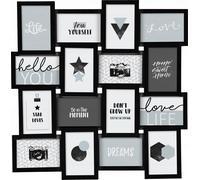 Cadres Photo, Collage, 16 éléments, Couleur Noir, Atmosphera