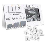 Cadres photo d'échographie de bébé, cadre photo d'échographie de grossesse Cadre d'échographie de bébé en bois Compte à rebours des semaines Cadre bébé Cadeaux pour future maman Cadeaux de grossesse