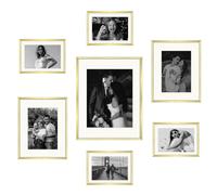 Cadres photo en aluminium Frametory avec passe-partout couleur ivoire - Lot de 7 cadres photo en m tal avec verre v ritable - 4 5x7, 2 8x10, 11x1