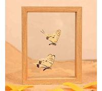 Cadres photo en styrène cadre flottant verre double face couleur noyer/bois plusieurs tailles(Original Wood Color,8 inches)