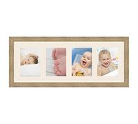 Cadres Photos pêle mêle multivues Blanc Cassé 4 Photo(s) 16x22 Passe Partout, Cadre Photo Mural 78x29 cm Naturel Beige, 3.5 cm de Largeur