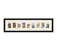 Cadres Photos pêle mêle multivues Blanc Cassé 9 Photo(s) 8x13 Passe Partout, Cadre Photo Mural 98x23 cm Noir avec Filet Argent, 3.4 cm de Largeur