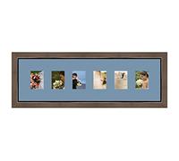 Cadres Photos pêle mêle multivues Bleu Clair 6 Photo(s) 8x10 Passe Partout, Cadre Photo Mural 68x20 cm Or métallique avec Filet Noir, 3.4 cm de Largeur