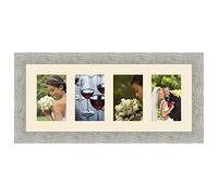 Cadres Photos pêle mêle multivues Ivoire 4 Photo(s) 10x15 Passe Partout, Cadre Photo Mural 49x20 cm Taupe Gris, 3.5 cm de Largeur