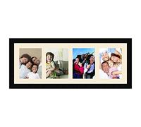 Cadres Photos pêle mêle multivues Ivoire 4 Photo(s) 15x20 Passe Partout, Cadre Photo Mural 70x25 cm Noir, 3 cm de Largeur