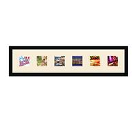 Cadres Photos pêle mêle multivues Ivoire 6 Photo(s) 10x10 Passe Partout, Cadre Photo Mural 95x20 cm Noir, 3 cm de Largeur