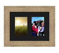 Cadres Photos pêle mêle multivues Noir 2 Photo(s) 9x13 Passe Partout, Cadre Photo Mural 24x18 cm Naturel Beige, 3.5 cm de Largeur